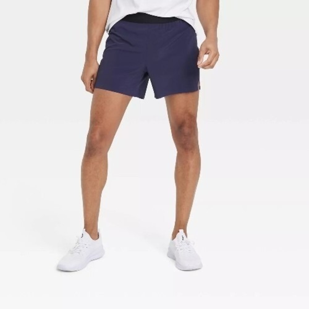 Mens Dark Blue Lined Run Shorts 5" Size XL - All In Motion